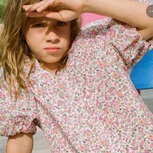 Zara girls cotton poplin floral print a-line dress